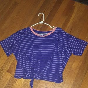 Striped Cropped Tie Top